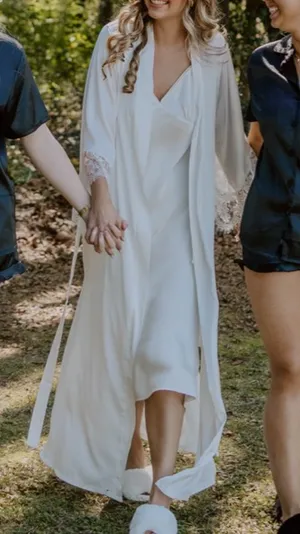 Maxi Satin Robe White thumbnail 2