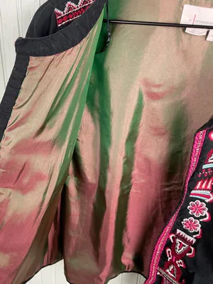 Anthropologie Abstract Embroidered Jacket Size Small Black Multicolor Boho Artsy thumbnail 12