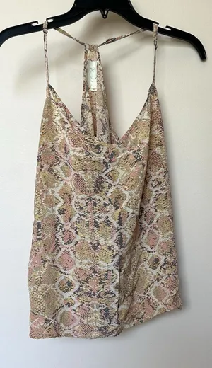 Silk E Eloise By Anthropologie Tank Top Lg Pink Snake Print Edgy Exotic Indie thumbnail 1