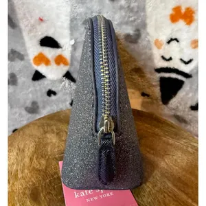 Kate Spade Lola Glitter Cosmetic Bag Dusk Navy Small Dome NWT thumbnail 2