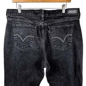 Levi’s 505 Straight Leg Contrast Stitched Black Denim Jeans Women’s Size 16M 33x thumbnail 8