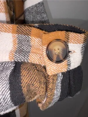 SheIn Plaid Long Coat/Jacket Shirt Camel Black White Plaid thumbnail 6