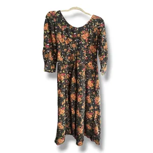 Vintage All That Jazz Dark Floral Rayon Cropped Jumpsuit 90s Grunge Romantic thumbnail 3