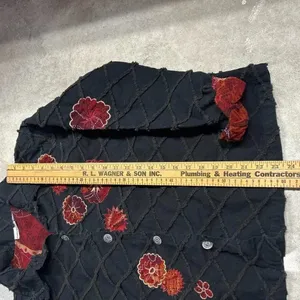 Fashion Bug Button Up Jacket Black Floral Embroidered Patchwork thumbnail 5