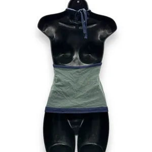 American Eagle Gray & Navy Blue Halter Neck Open Back‎ Tank Top Sz S NEW thumbnail 2