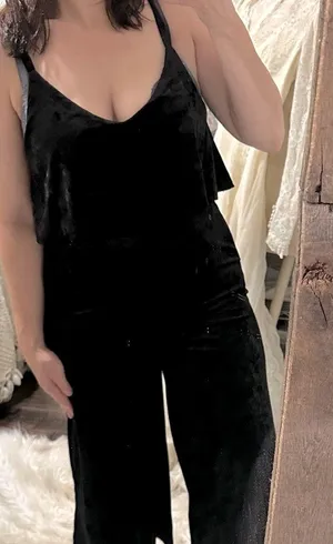 Very J Chic Black velvet Jumpsuit size medium thumbnail 1