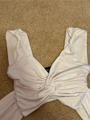 Princess Polly Lioness White Twist-Wrap Crop Top thumbnail 4