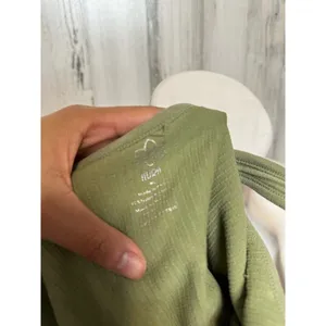 Seamless Ribbed V-Neck Crop Tank Top Womens M Sage Olive Green Bralette thumbnail 6