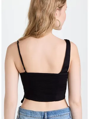 Free People Womens Mila One Shoulder Side Tie Cropped nwt size large thumbnail 2