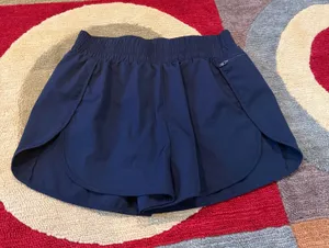 Navy Blue Workout Athletic Running Shorts Built in Underwear Women’s Size Large thumbnail 1