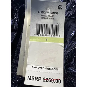 Alex Evenings Navy Blue Sequin‎ Embroidered Gown Dress 1121933 Mens 4 thumbnail 4