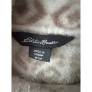 Eddie Bauer Womens Tan Fair Isle Plush Fleece Quarter Zip Pullover M thumbnail 5