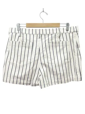 Madewell Emmett Button Front Shorts 32 Ivory Navy Stripe High Rise Stretch NWT thumbnail 3