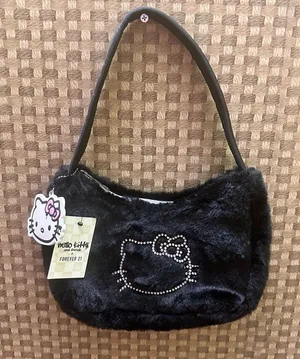 Hello Kitty Sanrio x Forever 21 Black fluffy Bag W/Rhinestones thumbnail 1