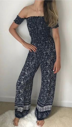 lulu’s off the shoulder jumpsuit thumbnail 1