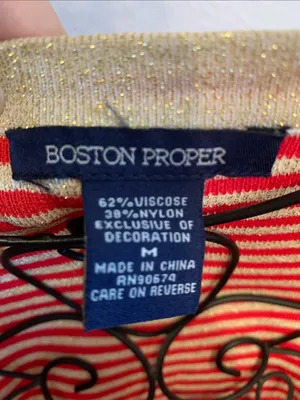 🚨🚨🚨BOGOHO🚨🚨🚨Boston Proper Striped Lace-Up Top - Red & Gold Shimmer-M thumbnail 6