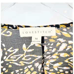 LOVESTITCH Women's Lace Detail Printed Bell Sleeve Blouse Size‎ M Boho thumbnail 6