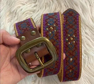 Lucky Brand Brown and Purple Embroidered Belt size S (30) excellent condition thumbnail 1