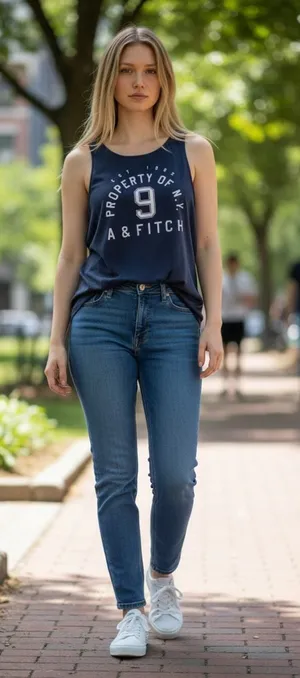 Abercrombie & Fitch Property of N.Y. Black White Knit Graphic Tank Top Size L thumbnail 1