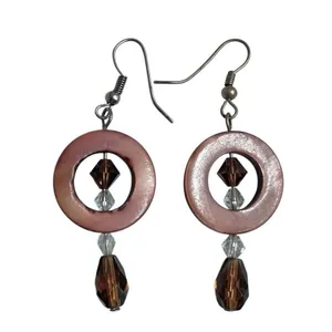 Abalone Crystal circle drop earrings thumbnail 5