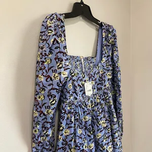 Free People Bessie Blue Babydoll Corduroy‎ Long sleeve Mini Dress NWT Sz M thumbnail 12