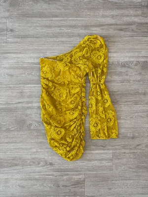 NWT For Love & Lemons Tiana Mini Dress in Mustard Yellow, Size XS thumbnail 2
