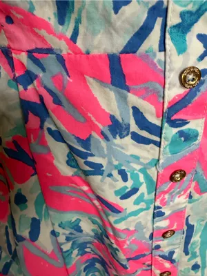 Lilly Pulitzer Pink & Blue Faux Button-Front Mini Dress Structured Bodice Size 4 thumbnail 5