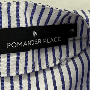 Pomander Place Womens Blue Striped‎ Tiered Babydoll Dress XS Cotton Colorblock thumbnail 2