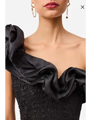 Elliatt Paloma Satin Ruffle & Floral Jacquard Cocktail Minidress Medium thumbnail 3