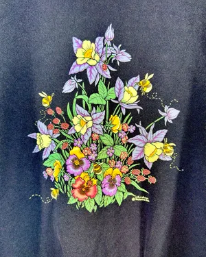 Vintage Morning Sun Sweatshirt M Blue Honey Bee Flowers USA Cottagecore 90s thumbnail 5