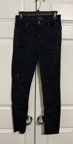 Lucky Brand Bridgette Black Distressed Skinny Jeans thumbnail 1