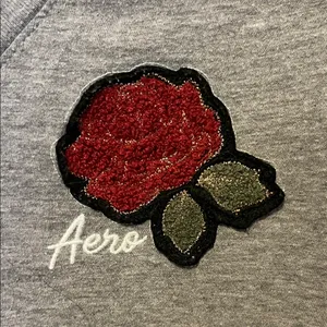 Aeropostale Gray Short Sleeve Tee with Red Rose Patch thumbnail 3