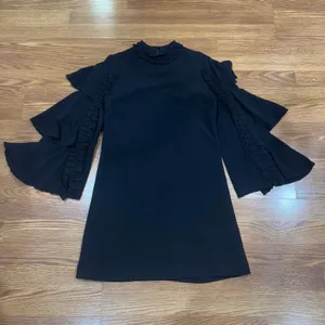 Alexis Marianne Black Tiered Bell Sleeve Crepe Mini Dress S thumbnail 6