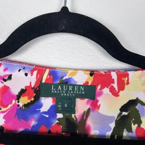 Lauren Ralph Lauren Women's Sleeve Floral Watercolor Dress Sz 6 thumbnail 2