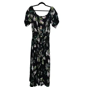 City Chic Women's Plus Size Tropical Tie Waist Maxi Dress Puff Sleeve Small / 16 thumbnail 3