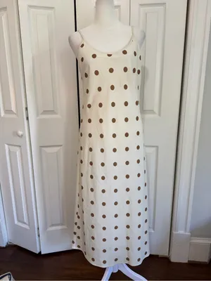 Jenni Kayne Slip Dress Caramel Dot Midi Size Small thumbnail 3