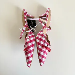Wild Fable Lysandra Gingham Eyelet Kitten Heels Women's 8 Red & White NWT thumbnail 3