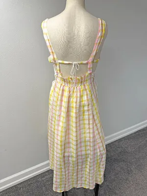 For Love & Lemons || Rue Check Corset Midi Dress thumbnail 7