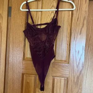 White Fox Boutique Plum Lace Sheer Bodysuit thumbnail 3