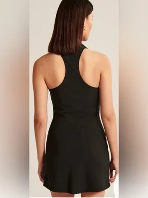 Abercrombie & Fitch Black Sleeveless Athletic Polo Dress with Built in Bra thumbnail 2