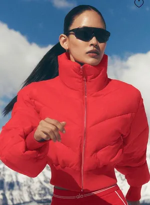 ALO Yoga NWT Cropped Atmosphere Puffer Bright Red Size XS thumbnail 1