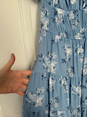 Hollister Blue Floral Puff-Sleeve Mini Dress thumbnail 3