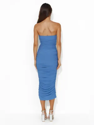 Hello Molly Strapless ALL THE CURVES MIDI DRESS In Blue thumbnail 11