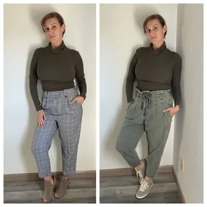 Loft Turtleneck Shirt Ribbed Long Sleeve XS Stretch Olive Green thumbnail 2