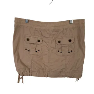 Old‎ Navy Y2K Beige Utility Mini Skirt Pull On Stretch Cotton Womens Size Small thumbnail 4