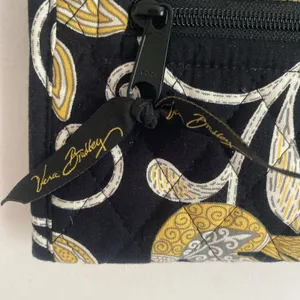 VERA BRADLEY Hanging Wallet Purse Crossbody bag Black Yellow White Small thumbnail 5