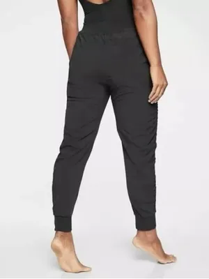 Athleta‎ Attitude Black Drawstring Ruched Joggers thumbnail 2
