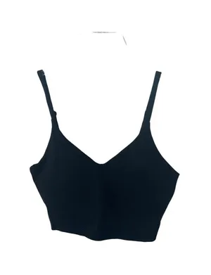 Athleta Black V-Neck‎ Adjustable Strap Seamless Crop Bra Top Size M thumbnail 1