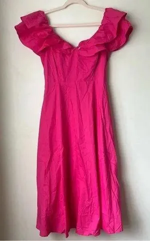 Petal & Pup Cabo Magenta Frill Sleeve Midi Dress M thumbnail 10