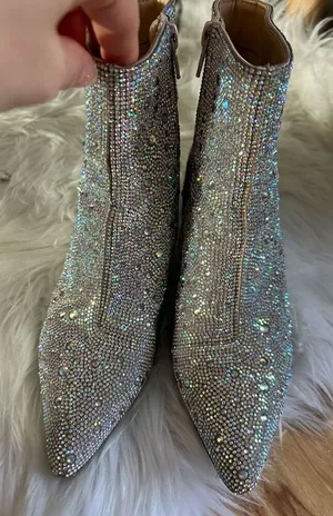 Betsey Johnson Kyla sparkly boots with little stones crystals size 6 1/2 small h thumbnail 1
